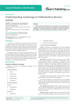Understanding Anchorage in Orthodontics-Review Article