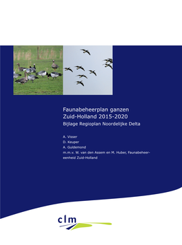 Regioplan Noordelijke Delta, Faunabeheerplan Ganzen Zuid-Holland 2015-2020