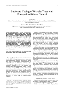 Backward Coding of Wavelet Trees with Fine-Grained Bitrate Control