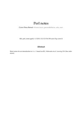 Perl Notes