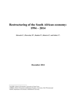 Restructuring of the South African Economy: 1994 – 2014