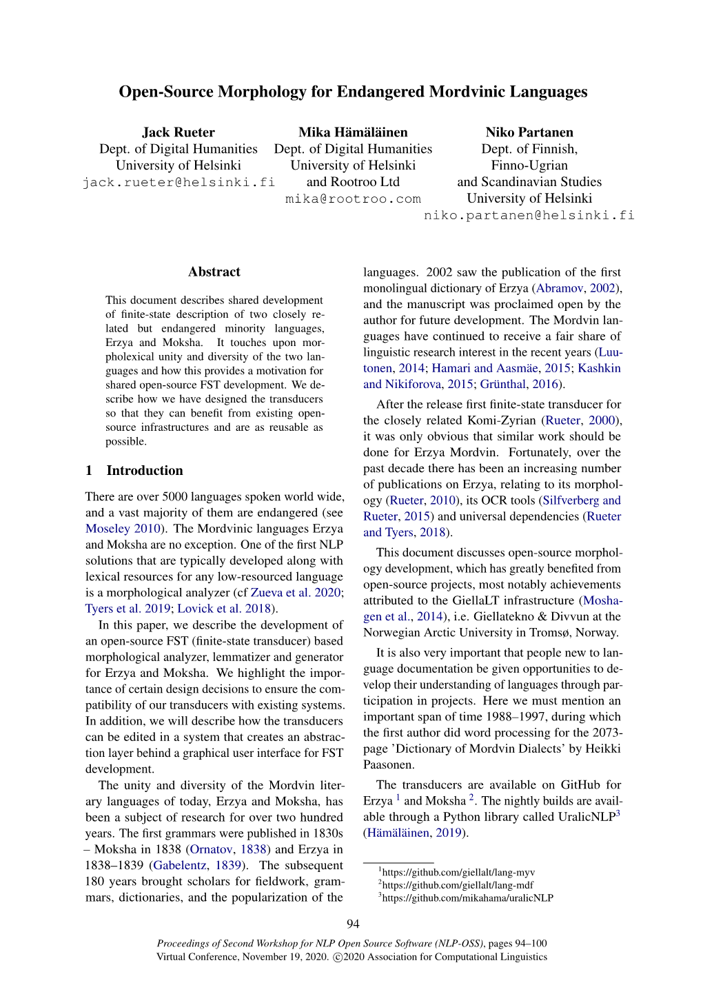 Open-Source Morphology for Endangered Mordvinic Languages