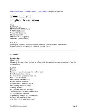 Faust Libretto English Translation