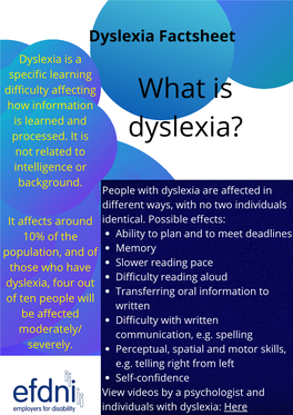 Dyslexia Is a Specific Learning Difficulty Affecting How Information Is