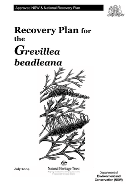 Recovery Plan for the Grevillea Beadleana