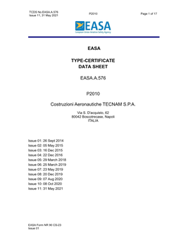 Easa Type-Certificate Data Sheet Easa.A.576 P2010