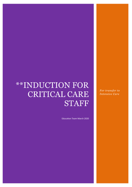 **Induction for Critical Care Staff