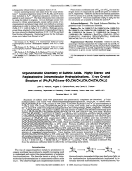 Organometallic Chemistry of Sulfinic Acids. Highly Stereo- and Regioselective Intramolecular Hydroplatinations