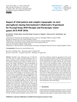 Article Size Velocity) Disdrometers Zone Is a Likely Reason for the Dominant Riming Process in Installed Across the Mountain Range