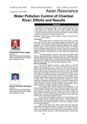 Water Pollution Control of Chambal River