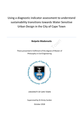 Using a Diagnostic Indicator Assessment to Understand Sustainability Transitions Towards Water Sensitive Urban Design in the City of Cape Town