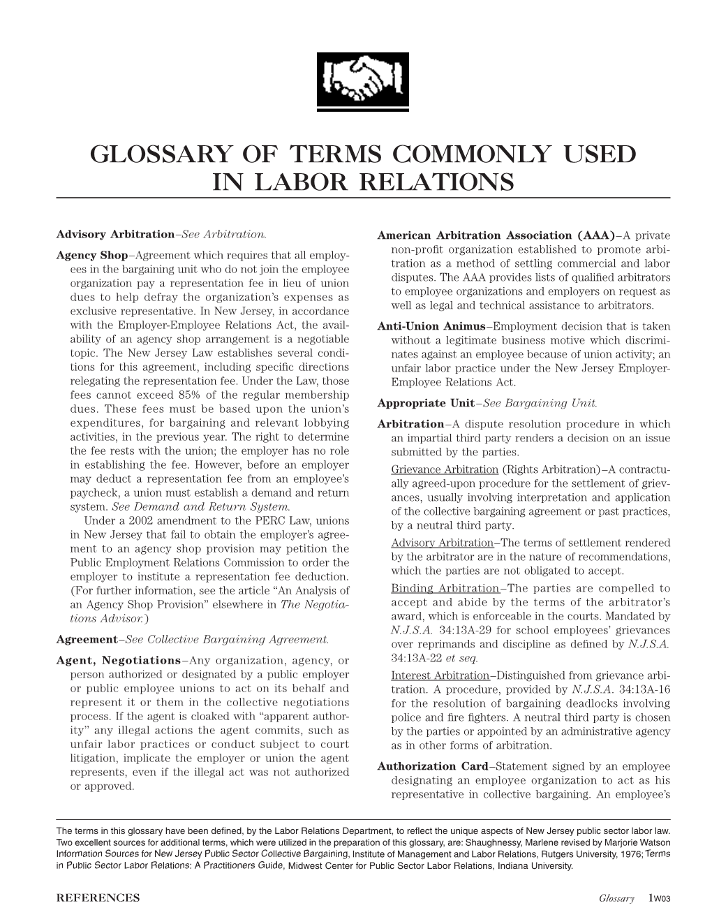 Glossary of Terms Commonly Used in Labor Relations
