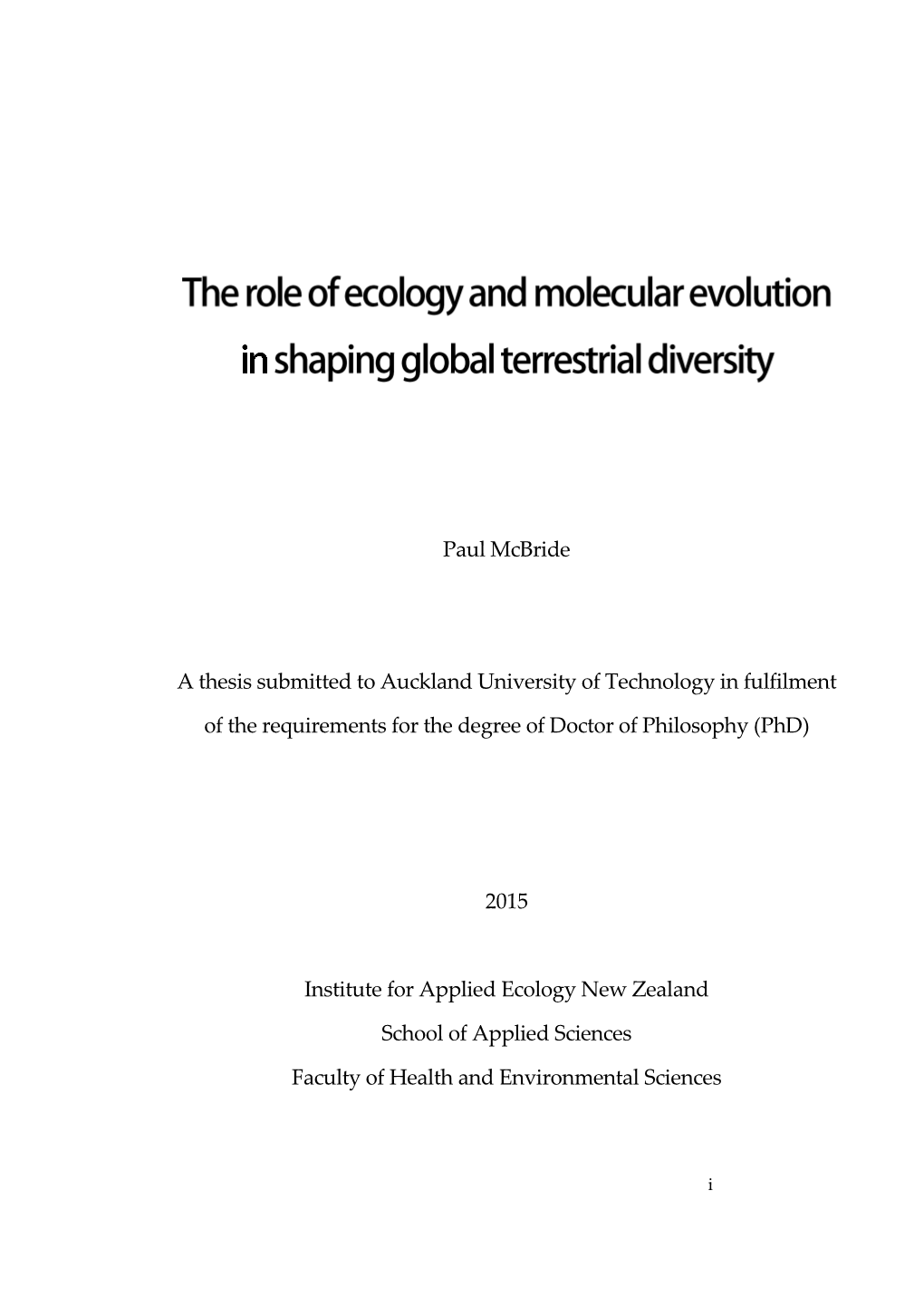 Paul Mcbride a Thesis Submitted to Auckland University of Technology