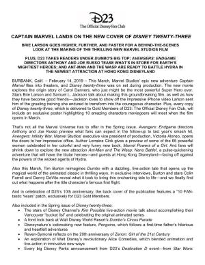 Captain Marvel Lands on the New Cover of Disney Twenty-Three