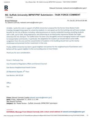 RE: Suffolk University IMPNFIPNF Submission