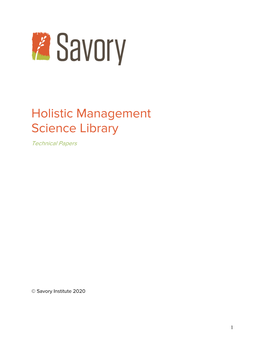 Holistic Management Science Library Technical Papers