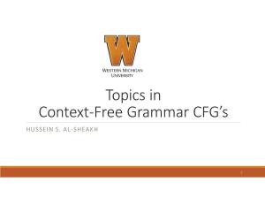 Topics in Context-Free Grammar CFG's