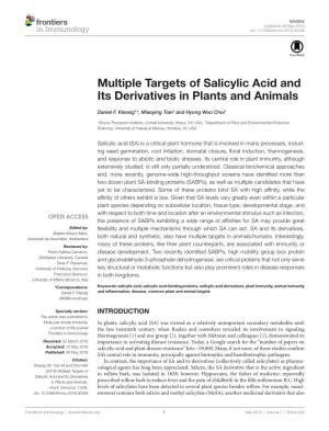Multiple Targets of Salicylic Acid and Its Derivatives in Plants and Animals