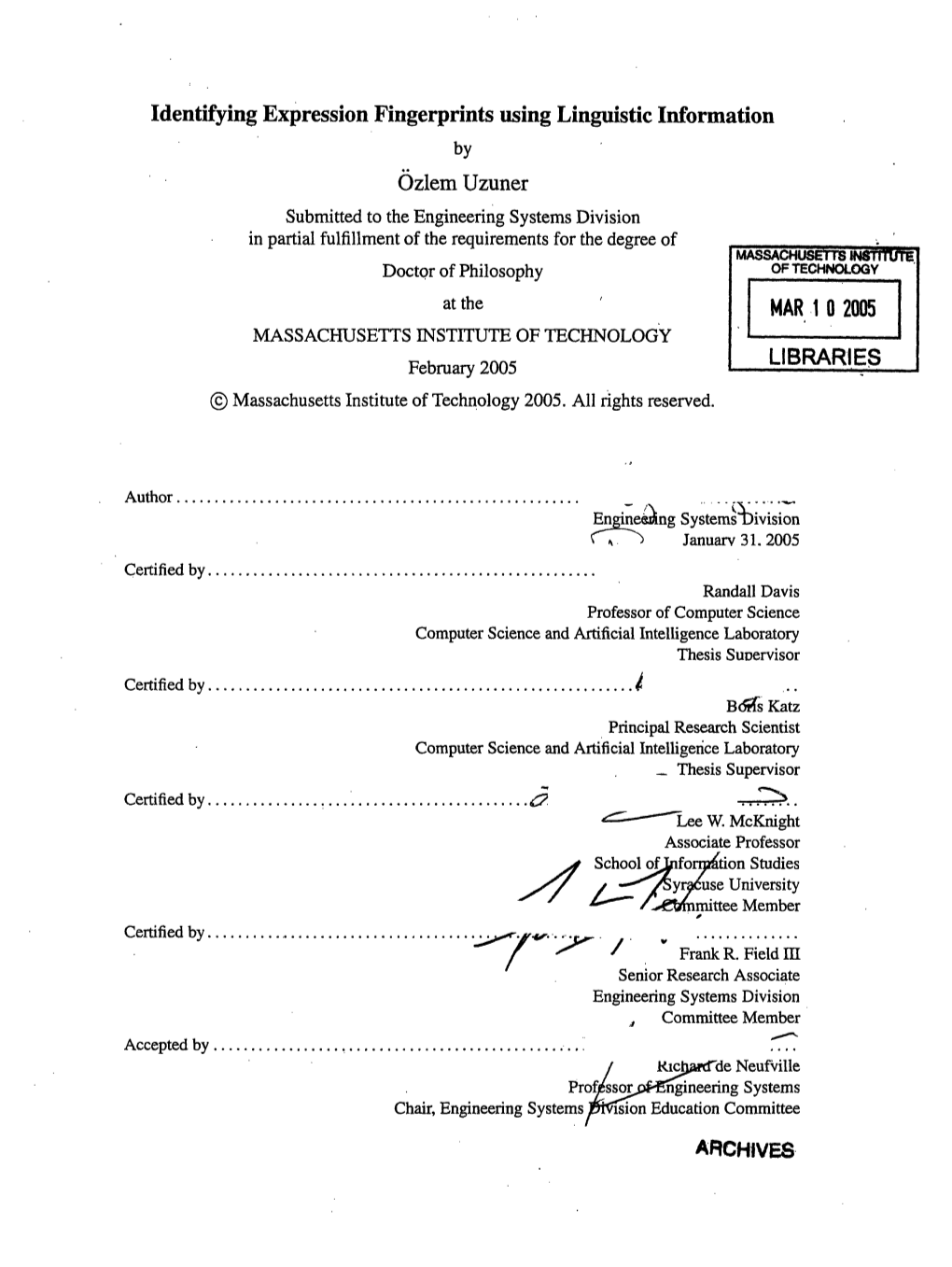 X 7/ / .E~Smittee Member Certified by