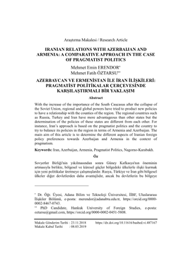 Iranian Relations with Azerbaijan and Armenia