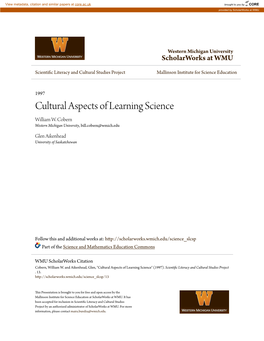 Cultural Aspects of Learning Science William W