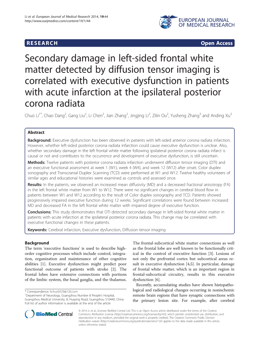 Secondary Damage in Left-Sided Frontal White Matter Detected By