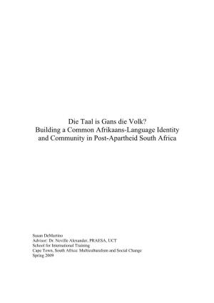 Renegotiating Afrikaans-Based Identity Since 1994
