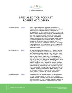 Special Edition Podcast: Robert Mccloskey