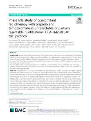 Phase I/Iia Study of Concomitant Radiotherapy with Olaparib And