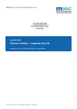 Tahmoor Colliery - Longwalls 28 to 30