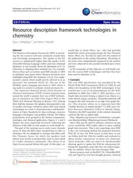 Resource Description Framework Technologies in Chemistry Egon L Willighagen1* and Martin P Brändle2