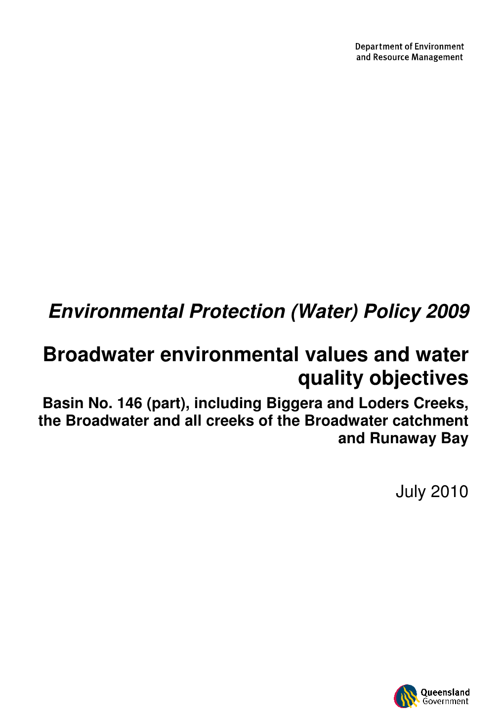 Broadwater Environmental Values and Water Quality Objectives Basin No