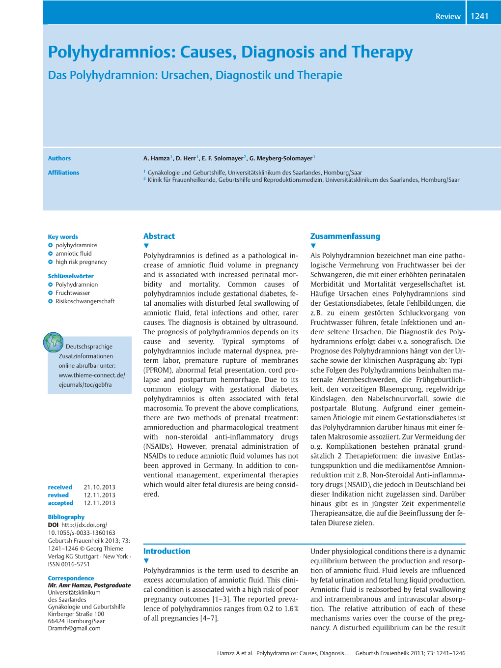 Polyhydramnios: Causes, Diagnosis and Therapy Das Polyhydramnion ...