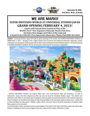 We Are Mario! Grand Opening February 4, 2021!