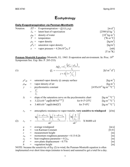 Ecohydrology