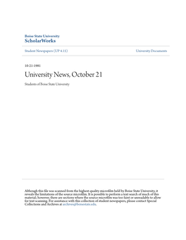 University News, October 21 Students of Boise State University