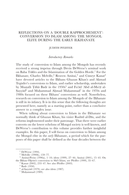 'Double Rapprochement': Conversion to Islam Among the Mongol Elite During the Early Ilkhanate