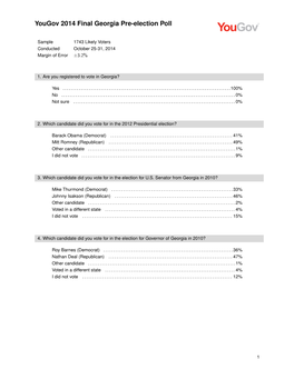 Yougov 2014 Final Georgia Pre-Election Poll