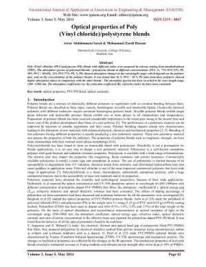Optical Properties of Poly (Vinyl Chloride)/Polystyrene Blends