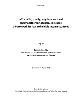 Affordable, Quality, Long-Term Care and Pharmacotherapy of Chronic Diseases: a Framework for Low and Middle Income Countries