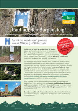 Rauf Auf Den Burgensteig! Wandervergnügen an Der Bergstraße Zwischen Darmstadt Und Heidelberg