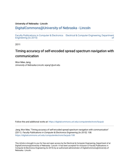 Timing Accuracy of Self-Encoded Spread Spectrum Navigation with Communication