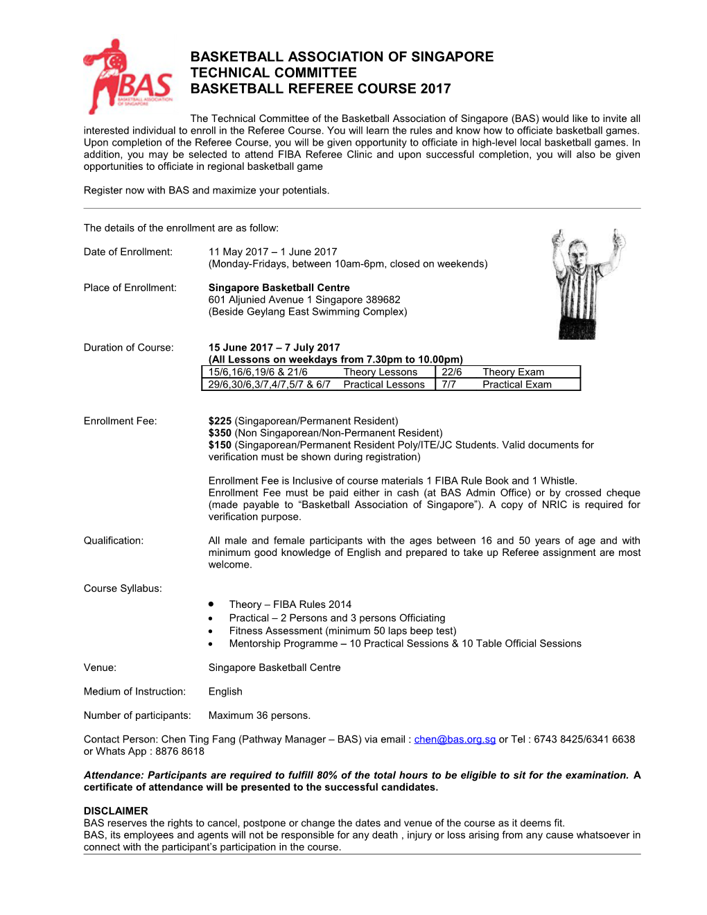 Referee Course 2017 Registration Form 110517