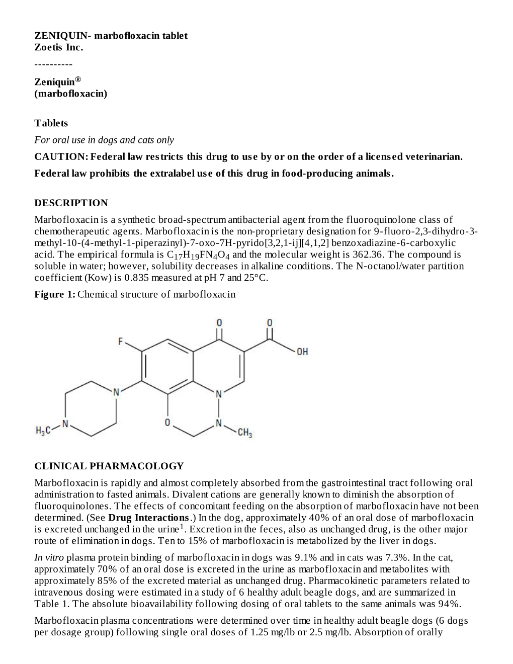 Zeniquin® (Marbofloxacin)