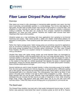 Fiber Laser Chirped Pulse Amplifier