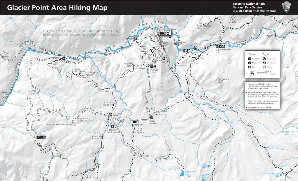 Glacier Point Area Hiking Map U.S