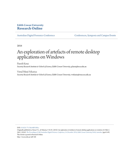 An Exploration of Artefacts of Remote Desktop Applications on Windows