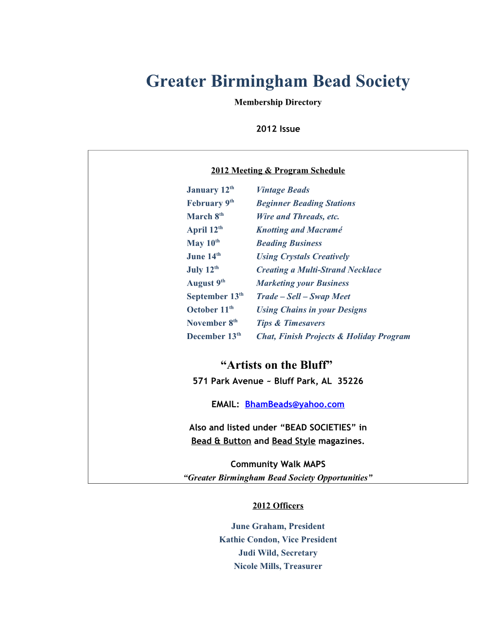 GBBS Spring Directory