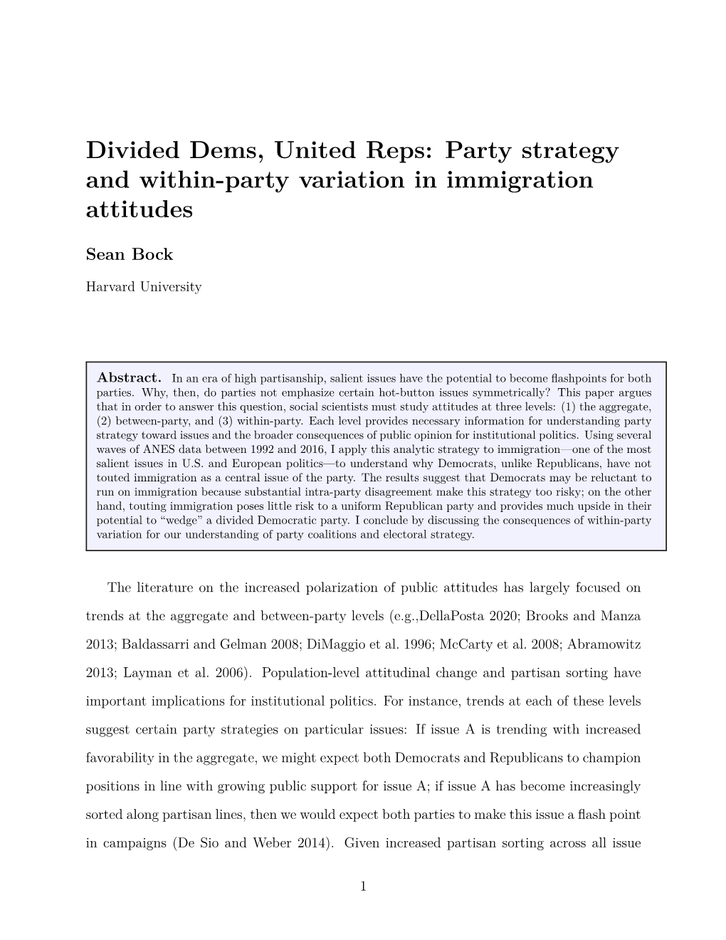 Party Strategy and Within-Party Variation in Immigration Attitudes