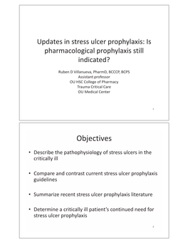 Updates in Stress-Ulcer Prophylaxis